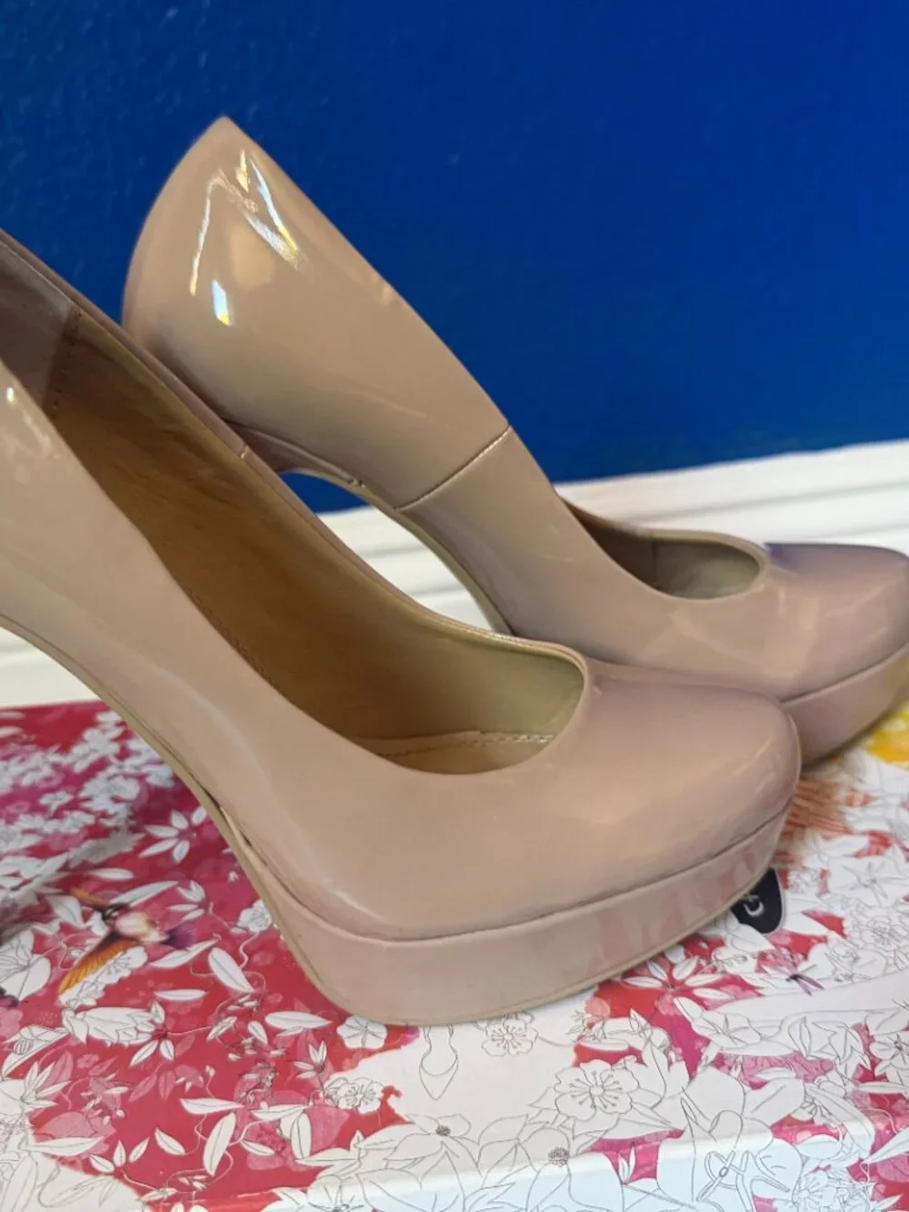 Beige Chinese Laundry Patent Heels